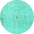 thumbnail image 1 of Ahgly Company Indoor Round Persian Turquoise Blue Traditional Area Rugs, 5' Round, 1 of 4