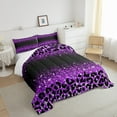 YST Purple and Black Cheetah Pattern King Bedding Sets for Boys Girls