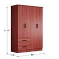 thumbnail image 6 of Better Home Products Luna Modern Wood 4 Doors 2 Drawers Armoire in Mahogany, 6 of 6