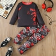 thumbnail image 2 of Vividxx Boys Clothes Boys Outfits Cartoon Print Long Sleeve T Shirt With Pants Casual Sleepwear Set For Toddler And Kids Comfortable Everyday Wear 1-2 Years, 2 of 6