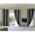 thumbnail image 2 of 100% Full Room Darkening Adam Blackout Faux Silk Window Curtain 2 Panels Grommets For Bedroom, Living Room 37 inch X 84 inch Charcoal Color, 2 of 4