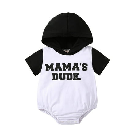

Toddler Mama s Dude Letter Romper Baby Cotton Bodysuit Hooded Baby Bodysuit For Mother‘S Day Baby Clothes