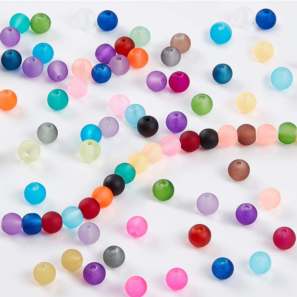 1560pcs 6mm Frosted Glass Beads Candy Color for Bracelets Making