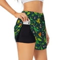 thumbnail image 2 of Bixox Women's Dinosaurs pattern 2 in 1 Running Shorts - Lightweight Athletic Workout Gym Yoga Shorts Liner with Pockets -, 2 of 7