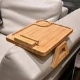 thumbnail image 3 of OldPAPA Home Bamboo Couch Arm Table for Living Room Couches, Foldable Couch Tray with 360° Phone Holder, Tv Tray Side Tables for Small Spaces, 11.8*8.6inch, 3 of 8