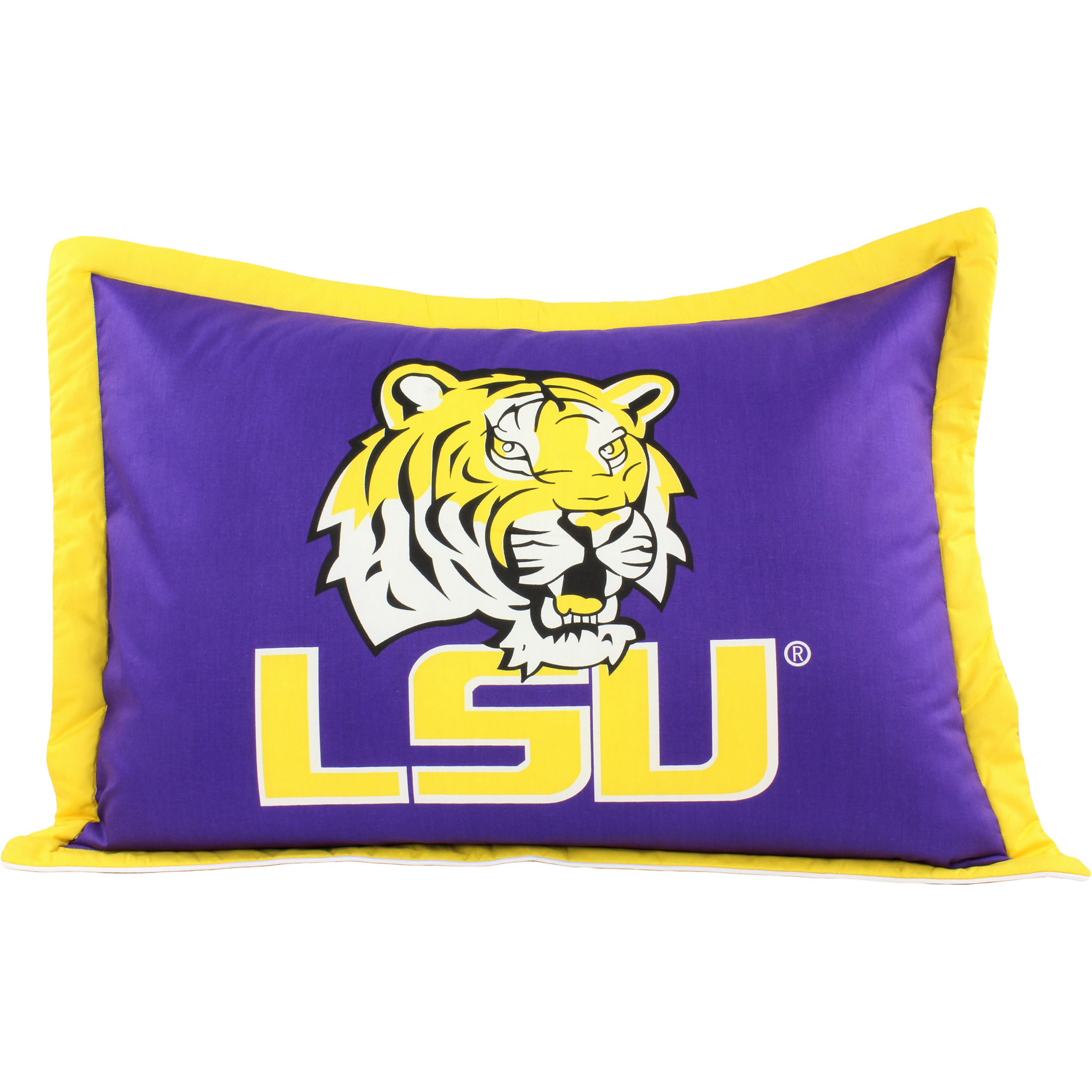 LSU Tigers 3 Pc Reversible Cotton Comforter Set, 1 Comforter, 2 Shams, King