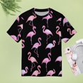 thumbnail image 4 of Flamingo Pattern Women's Short Sleeve T-Shirt Crew Neck Casual Summer Trendy Loose Fit Tops, 4 of 6