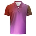 thumbnail image 3 of Daiosportswear Mens Polo Shirts Short Sleeve Gradient Color Gym Workout Golf T-Shirt Casual V Neck Button Down Tops Watermelon Red-E XL(XL), 3 of 5