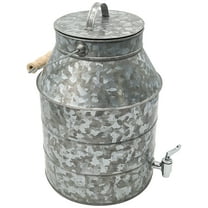 2½ Gallon Beverage Dispenser with Spout for Pouring, Carry Handle, & Lid - Sturdy Galvanized Steel, Ideal for Parties, Weddings, Indoor or Outdoor, Silver Color (12" Tall, 9" Wide)