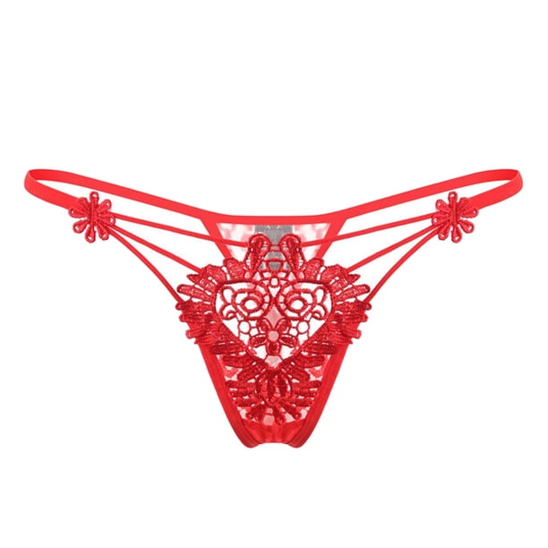 Gibobby Ropa interior mujer algodón Bragas sexis transparentes encaje para mujer, bragas sexis con Tanga bordadas tentación bordadas huecas (Rojo,Talla única)