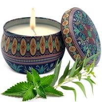 Soy Wax Candle in Tin Jar Peppermint Eucalyptus Clean Burn up to 25 Hours Handmade in USA Natural and Safe by Relaxcation 6 oz