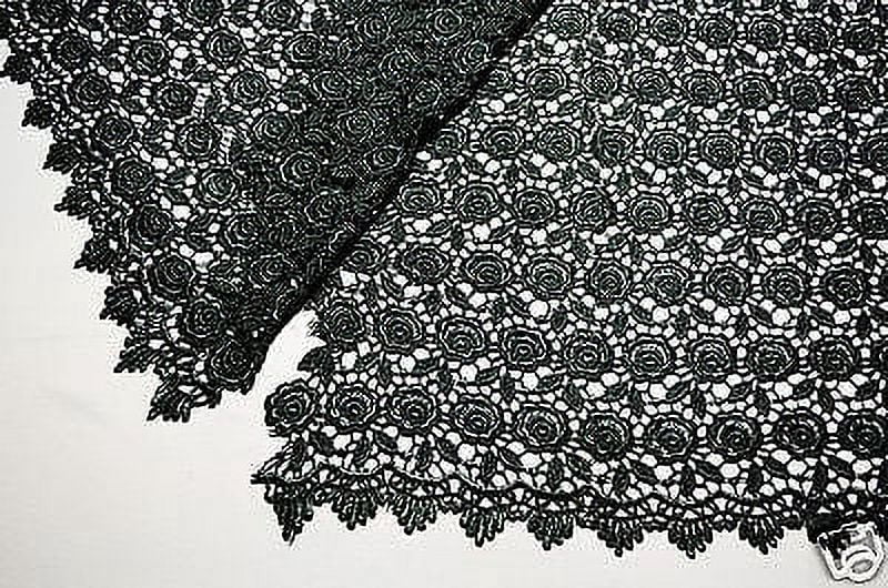 Lily 42"  Rose Venice Lace Fabric All Over Both side Scalloped Edge 9 colors