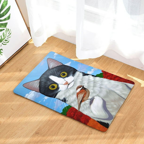 15 Cats Pattern Non Slip Door Mats Doormats Indoor Outdoor Washable Entrance Rug Home Garden