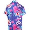 thumbnail image 2 of HAPPY BAY Men's Hawaiian Shirts Short Sleeve Button Down Shirt Floral Shirt Men Summer Beach Casual Holiday Tropical Shirts for Men Funny L Violet, Pansies, 2 of 7