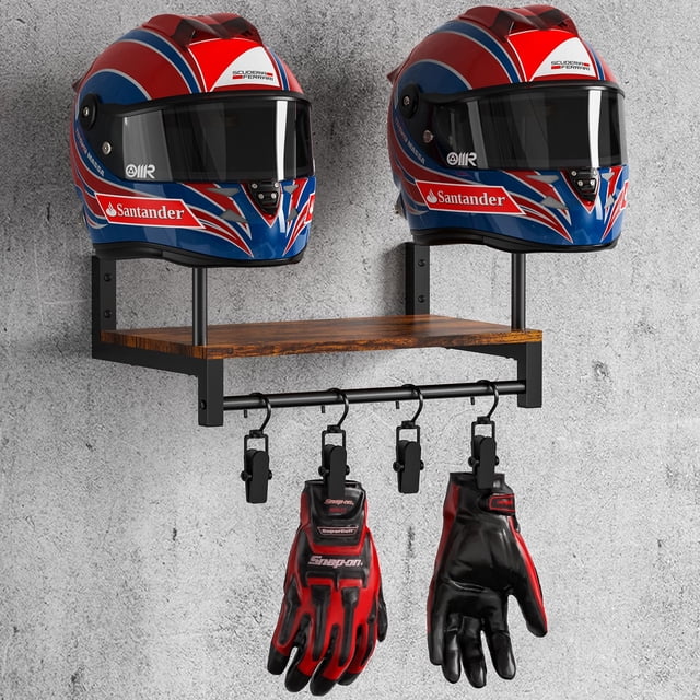 Soporte de pared para casco NANAGIFTREE para motocicleta, plateado