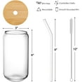 thumbnail image 4 of 16 oz Glass Cups with Bamboo Lids and Glass Straws, Drinking Glasses Set of 4, Beer Can Shaped Glasses with 2 Cleaning Brushes, 4 of 9