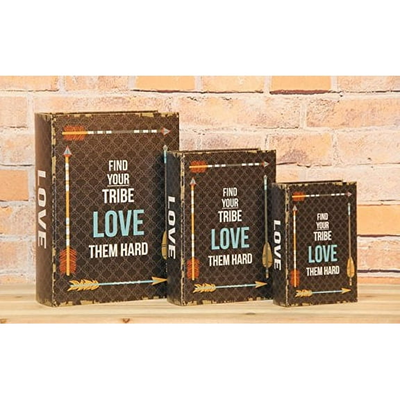 "Find Your Tribe Love Them Hard" Decorative Book Boxes Diversion Safe Set of 3