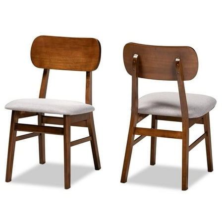 Bowery Hill Grey and Brown Finished Wood 2-Piece Dining Chair Set