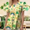 thumbnail image 5 of GEWSEY St. Patricks Day Scrub Tops for Women Irish Shamrock Holiday Shirts V Neck Short Sleeve Nursing Uniform with Pockets (Yellow, XL), 5 of 8