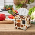 thumbnail image 5 of POLERO PU Leather Tissue Box Cover Square with Bottom Belt, Thanksgiving Dwarf Waterproof Tissue Box Holder for Bathroom Bedroom Office Desk, Thanksgiving Decorative Organizer, 5 of 7
