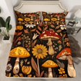 thumbnail image 2 of Homewish Bohemain Style Plant Twin Sheet Sets,Rustic Mushroom Twin Fitted Sheet,Brown Flower Floral Flat Sheet For Men Women,Microfiber Bedroom Decor,3pcs, 2 of 7
