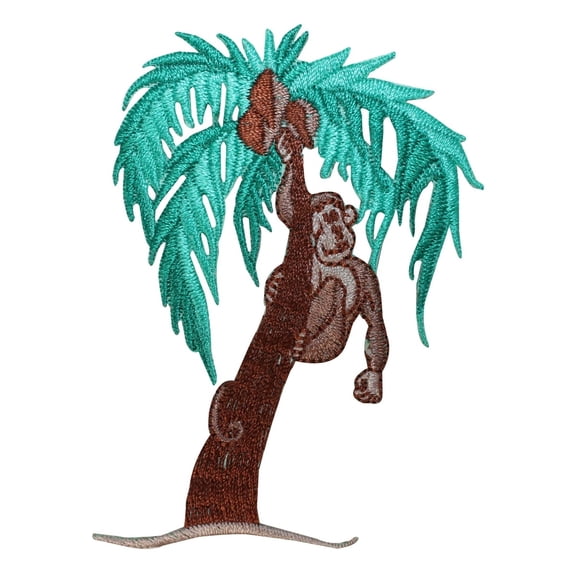 ID 1628C Monkey Climbing Tree Patch Jungle Animal Embroidered Iron On Applique