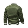 thumbnail image 4 of Fgnfyis Jackets for Men Classic Loose Lightweight Letterman Baseball Jacket Mens Coats Army Green M, 4 of 4