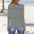 thumbnail image 4 of Aueoeo Womens Basic Stripe Shirts Classic Long Sleeve Round Neck Tee Solid Color Fall Tops Outfits Clothes for Ladies, 4 of 5