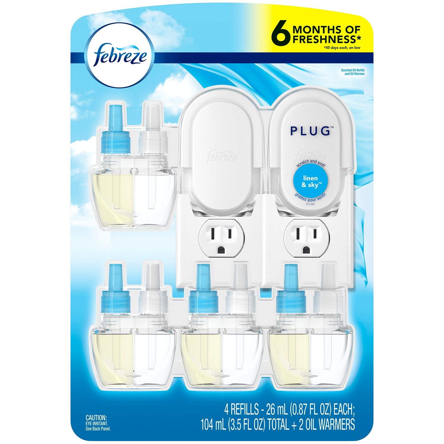 Febreze Plug Air Freshener, 2 Oil Warmers + 4 Scented Oil Refills