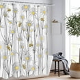 thumbnail image 5 of Daisy Shower Curtain Set Grey Flowers with Bees in Spring Blooming Bathroom Curtain Floral Fabric Curtain for Home Decor with Hooks 72"×72" Inches Yellow White, 5 of 6