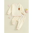 thumbnail image 2 of Bagilaanoe 2PCS Toddler Baby Girl Pants Set Flower Embroidery Long Sleeve Sweatshirt Tops + Sweatpants 3M 6M 12M 18M 24M 3T Kids Casual Sweatsuits, 2 of 9