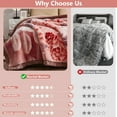 thumbnail image 5 of WOOW DEPOT Thick Fleece Bed Blanket, 1 PCS Peony Flower Printed Twin 59" x 78.7" Soft Warm Mink Blanket Luxurious Reversible 4.41 lb Heavy, Pink, 5 of 7
