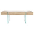 thumbnail image 3 of SAFAVIEH Jacob Rectangular Modern Coffee Table, Natural/Glass, 3 of 9