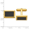 thumbnail image 3 of Auriga Fine Jewelry Stainless Steel Polished Yellow IP-plated with Black Epoxy Inlay Rectangle Cufflinks for Men, 3 of 4