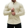 thumbnail image 1 of Camisas Para Hombre Camisas de vestir para hombre Slim Fit Stretch Banded Long & Short Sleeve Casual Button Down Shirt (Beige, XL), 1 of 7