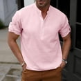 thumbnail image 5 of TAGOLD Mens Summer Short Sleeve Turndown collar Blouse & Shirt Solid Color Linen Casual Fashion Top, 5 of 5