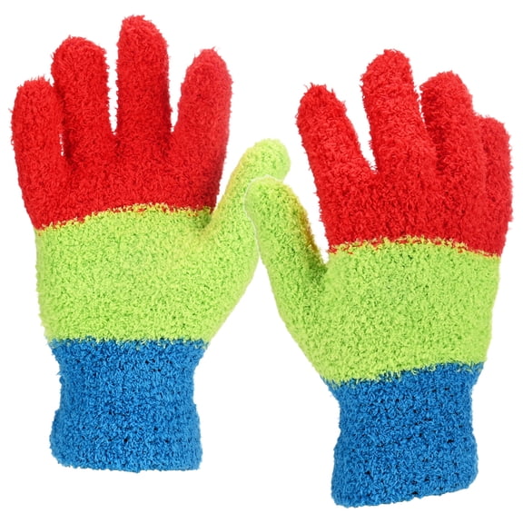 Uxcell 2-Pair Microfiber Dusting Glove, Reusable Leaf Cleaning Mitten for Plants [Tri-color Patchwork]