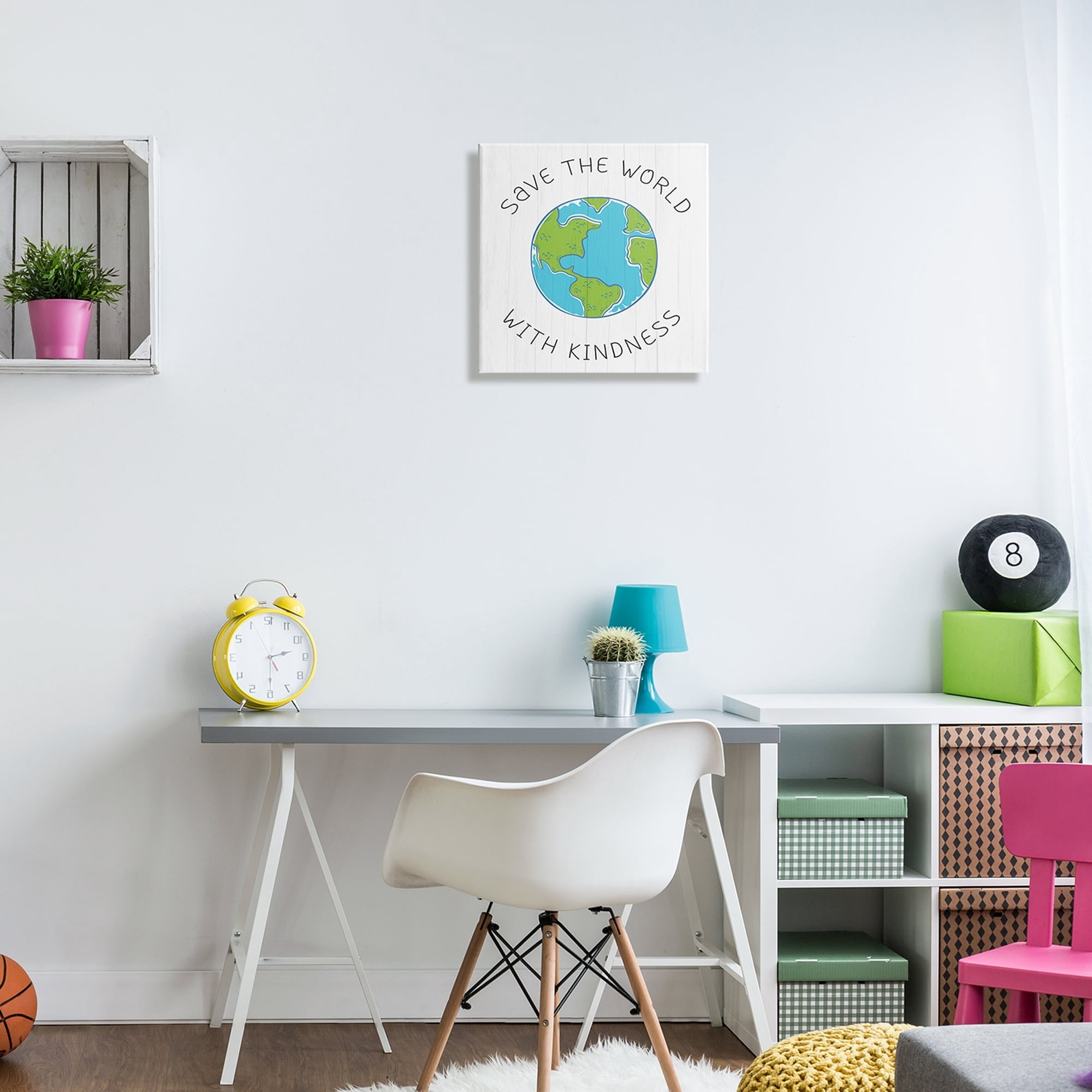 Stupell Industries Save The World With Kindness Planet Earth Symbol,17 x 17, Design by Daphne Polselli