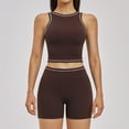 thumbnail image 1 of AEXTO Women 2 Piece Workout Sets Racerback Color Block Tank Top High Waist Tummy Control Shorts Yoga Set, 1 of 15