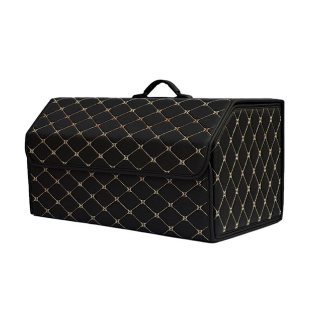 Wisewang Convenient Storage Box For Car Trunk Durable Organizer For Cars And SUVs Trunk Storage Organizer Black yellow lines L