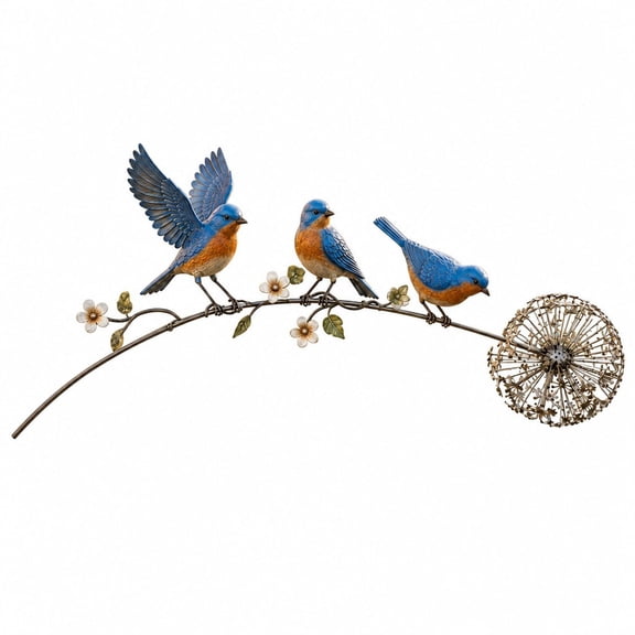 Metal Bird Garden Stake, 3-Bird Dandelion Silhouette Art for Outdoor Lawns, Patios, Flower Beds, and Memorial Garden Decoration