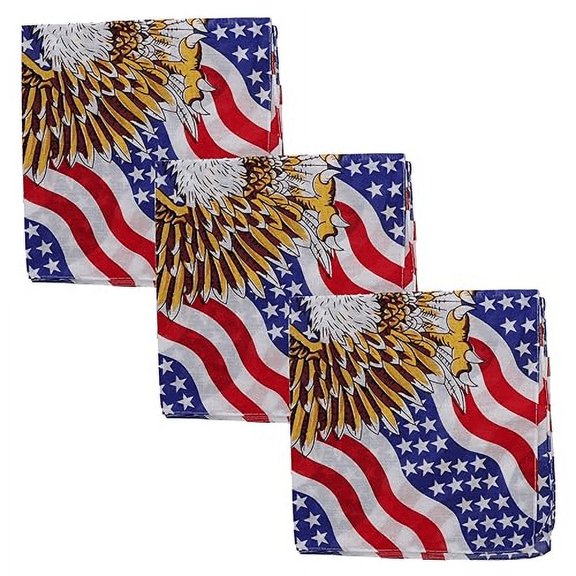 Motique Accessories Set of 3 Large Cotton Bandanas - US Flag
