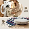 thumbnail image 5 of ODIKA 8'x10' Washable Area Rug Non-Shedding, Easy Care, Navy Motifs Banded Borders Strip Mudroom Nautical Striped Boho Refined for King Size Bedroom Under Bed, Master Suite, 5 of 7