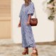 thumbnail image 3 of Vestido informal con estampado floral estilo bohemio para mujer, traje de vacaciones con cuello en V y mangas abullonadas FLhrweasw Para estrenar, 3 of 9