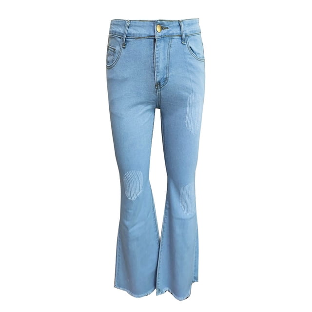 Weiqiqre Jeans pour Femmes, Pantalon Mode Évasé à la Cheville pour Femmes en Solde