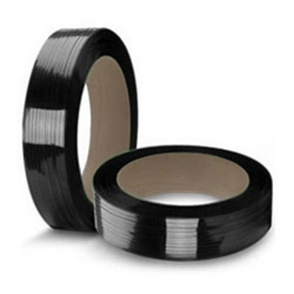 CWC Polyester Strapping - 1/2" x .025" x 5800', Black, 16" x 6" Core