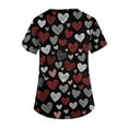 thumbnail image 4 of Fabrcox S-5XL Valentine Scrubs for Women Plus Size Love Heart Graphic Holiday Women's Scrub Tops V Neck Short Sleeve Women Nurse Uniform with Pockets, 4 of 5
