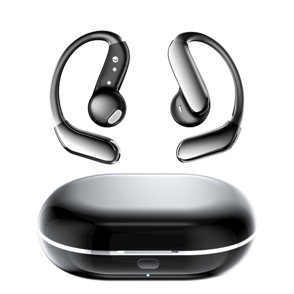 Open Wearable Stereo True Wireless Bluetooth Earbuds 5.4 Chip Touch Control Noise Cancellation 360 Surround Sound Ergonomic Open Ear Headphones For Sports Gaming,Black