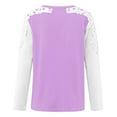 thumbnail image 3 of FcBaudy Hauts pour Femmes, Blouses & Chemises à Manches Longues Col Rond, Chemises pour Femmes Décontractées Col Rond Dentelle Ajourée Chandail Blouse T-shirt Hauts Blouse pour Femmes, 3 of 4