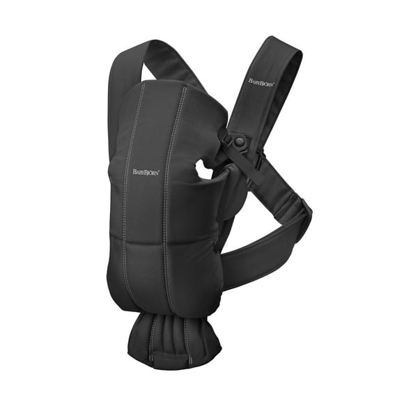 BabyBjörn Mochila Porta Bebé Mini, Negro, Tejido | Portabebés para recién nacidos (de 7 a 25 libras), ergonómico y fácil de usar